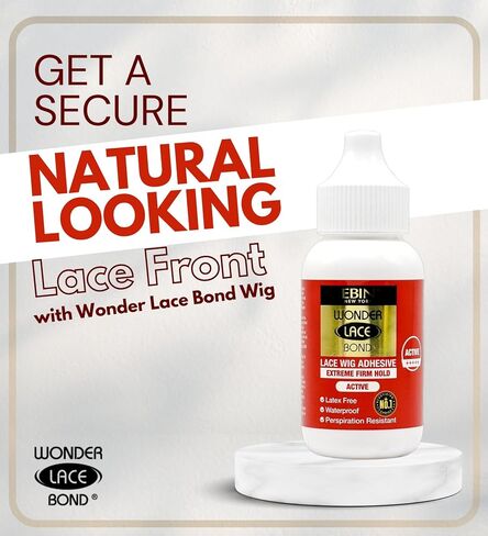 EBIN NEW YORK Wonder Lace Bond Extra Mega Hold 1.18oz - تركيبة محسنة بدون بقايا سهلة الاستخدام، سريعة الجفاف، مقاومة للماء، خالية من اللاتكس، مقاومة للتعرق in Kuwait