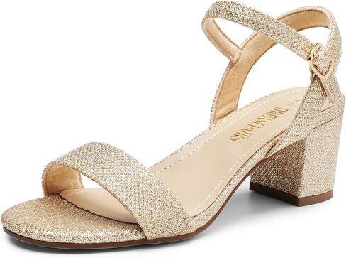 DREAM PAIRS Women's Chunky Low Heeled Sandals | Comfortable Open Toe Ankle Strap Classic Short Block Sandals with Buckle for Daily Work Wedding Party in Saudi Arabia