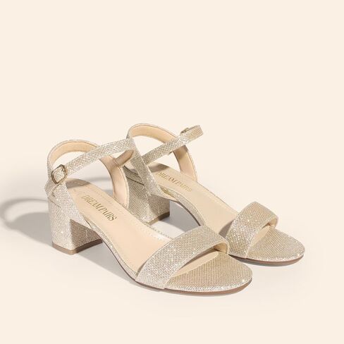 DREAM PAIRS Women's Chunky Low Heeled Sandals | Comfortable Open Toe Ankle Strap Classic Short Block Sandals with Buckle for Daily Work Wedding Party in Saudi Arabia