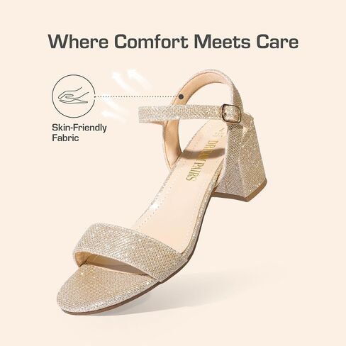 DREAM PAIRS Women's Chunky Low Heeled Sandals | Comfortable Open Toe Ankle Strap Classic Short Block Sandals with Buckle for Daily Work Wedding Party in Saudi Arabia