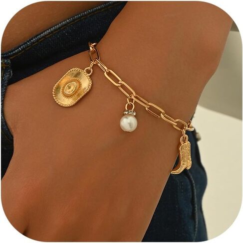 Long tiantian Western Bracelet for Women Gold Cowgirl Bracelets Boho Charms Bracelet Boho Dress Country Concert Outfit in Saudi Arabia