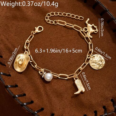 Long tiantian Western Bracelet for Women Gold Cowgirl Bracelets Boho Charms Bracelet Boho Dress Country Concert Outfit in Saudi Arabia