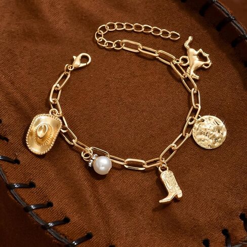 Long tiantian Western Bracelet for Women Gold Cowgirl Bracelets Boho Charms Bracelet Boho Dress Country Concert Outfit in Saudi Arabia