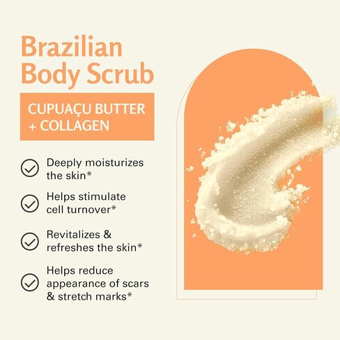 Superfood Exfoliating Body Scrub Polish with Collagen & Stem Cell Gentle Body Face Scrub Bump Eraser Booty Scrub Best Shower Exfoliant Moisturize Leaves Skin with Radiant Glow by M3 Naturals in Kuwait