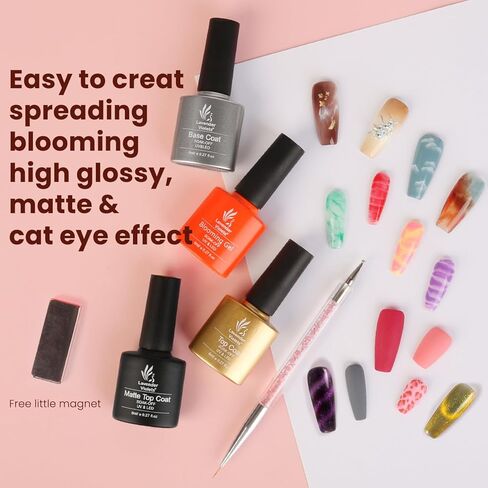 Lavender Violets 42 Pcs Gel Nail Polish Set with 36 Gel polish Colors Coat, 6 Bottles of Base top Coat, Glossy Matte Diamond Shine Glow in the Dark Top Coat for Nail Art C950 in Saudi Arabia