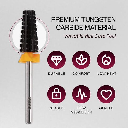 PANA 3/32" Shank 5-in-1 Nail Carbide Bit - (Triple Coarse - 2X Coarse Grit, DLC Black) - Two Way Rotate use for Both Left and Right Handed Fast remove Acrylic or Hard Gel in Kuwait
