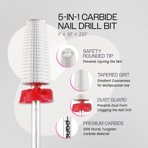 PANA 3/32" Shank 5-in-1 Nail Carbide Bit - (Triple Coarse - 2X Coarse Grit, DLC Black) - Two Way Rotate use for Both Left and Right Handed Fast remove Acrylic or Hard Gel in Saudi Arabia
