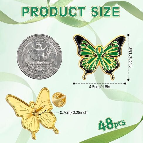 48 Pcs Leukemia Awareness Enamel Lapel Pin Orange Ribbon Butterfly Pins for Multiple Sclerosis Kidney Cancer Prevention in Kuwait