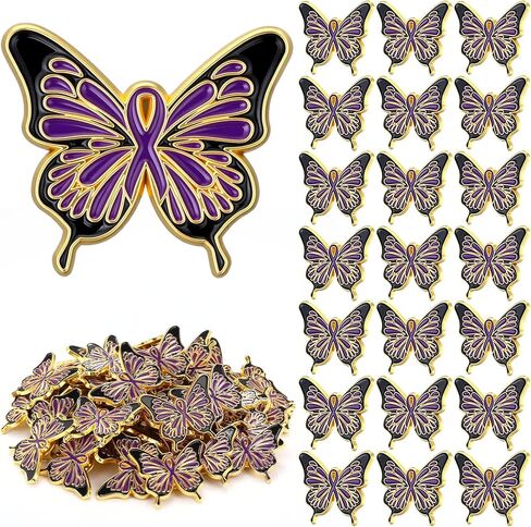 48 Pcs Leukemia Awareness Enamel Lapel Pin Orange Ribbon Butterfly Pins for Multiple Sclerosis Kidney Cancer Prevention in Saudi Arabia