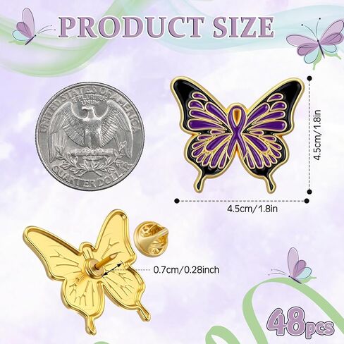 48 Pcs Leukemia Awareness Enamel Lapel Pin Orange Ribbon Butterfly Pins for Multiple Sclerosis Kidney Cancer Prevention in Saudi Arabia