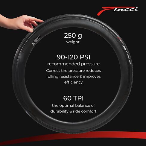 فينشي زوج من اطارات 700 × 23c 23-622 60TPI مع حماية مضادة للثقب 1 ملم لدراجات سباق الطرق والدراجات الهوائية (قطعتين) in Saudi Arabia