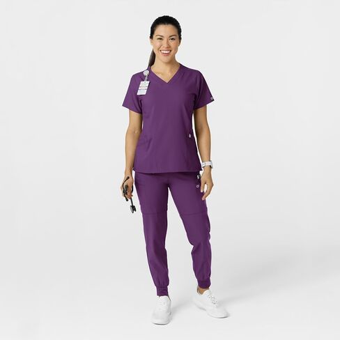 WonderWink W123 Women’s Comfort Waist Cargo Jogger Pant — Eggplant, X-L Petite in Saudi Arabia