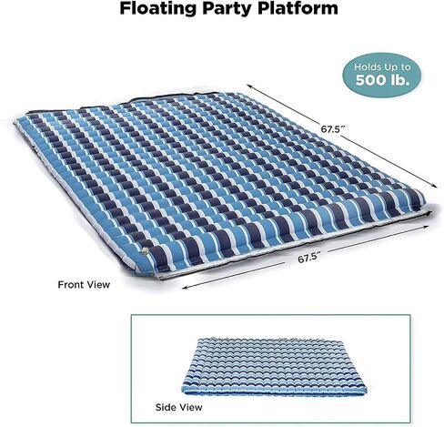 Aqua Supersized  Floating Water Mat – Heavy Duty Floating Island Pad with Expandable Zippers – Navy/White Stripe in Saudi Arabia
