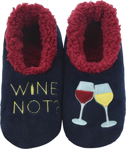 Snoozies Pairable Slipper Socks | House Slippers for Women, Fuzzy Slipper Socks |ith Unique Designs, Non Slip Socks - Alexa Bring Me Wine - Medium in Kuwait