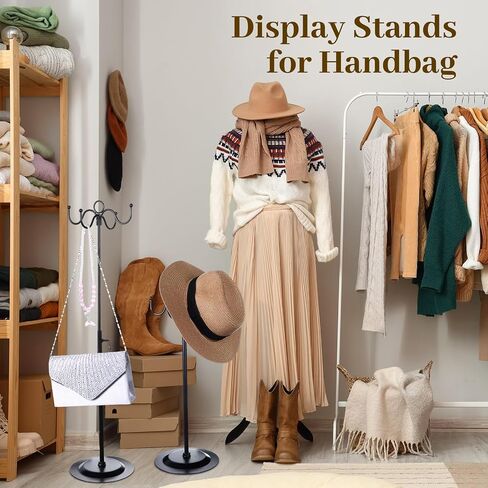 Menkxi 4 Pcs Purse Stands Purse Display Stand Bag Display Stand Wreath Stands for Display Store Display Handbag Stand Metal Purse Holder Adjustable 4 Hook Display Stand for Home Store Counter Retail in Saudi Arabia