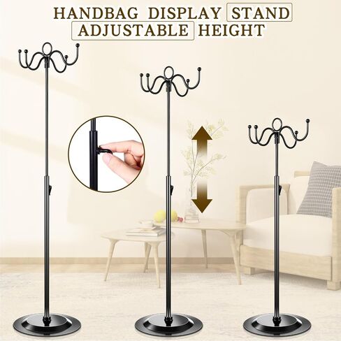 Menkxi 4 Pcs Purse Stands Purse Display Stand Bag Display Stand Wreath Stands for Display Store Display Handbag Stand Metal Purse Holder Adjustable 4 Hook Display Stand for Home Store Counter Retail in Saudi Arabia