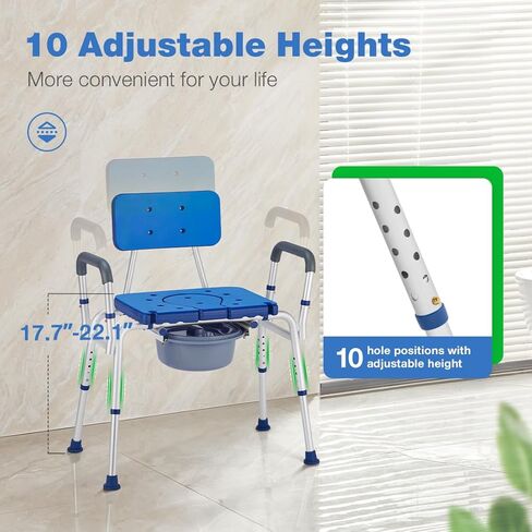 GreenChief Shower Chair with Arms and Back 350 LB, Folding Bath Chair Adjustable, Shower Seat Cutout for Private Washing, Heavy Duty Shower Chair for Senior, Elderly, Disabled, Bariatric in Saudi Arabia