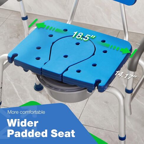 GreenChief Shower Chair with Arms and Back 350 LB, Folding Bath Chair Adjustable, Shower Seat Cutout for Private Washing, Heavy Duty Shower Chair for Senior, Elderly, Disabled, Bariatric in Saudi Arabia