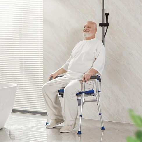 GreenChief Shower Chair with Arms and Back 350 LB, Folding Bath Chair Adjustable, Shower Seat Cutout for Private Washing, Heavy Duty Shower Chair for Senior, Elderly, Disabled, Bariatric in Saudi Arabia