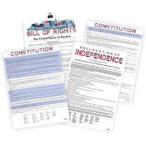 US History Four Poster Bundle - Constitution, Declaration of Independence and Bill of Rights (12" x 18")