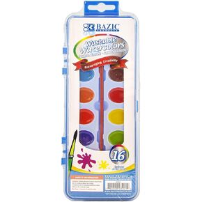 BAZIC 16 Ct. Semi Moist Watercolor w/ Brush