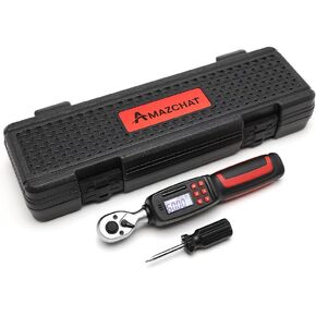 3/8 Inch Drive Digital Torque Wrench(2.2-44.2 ft-lbs./3-60Nm), Accurate to ±2% Dual Direction, Electronic Torque Wrench Set with Buzzer and LED Flash Notification for Bike Bicycle