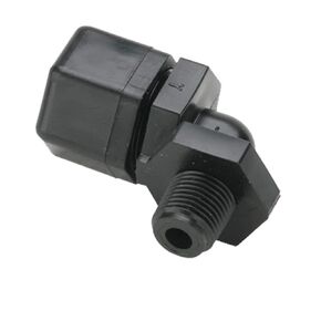 Parker Hannifin P4ME4 تركيب مرفق ذكر من البولي بروبيلين سريع وتايت، زاوية 90 درجة، أنبوب ضغط 1/4 بوصة × 1/4 بوصة NPTF ذكر، أسود