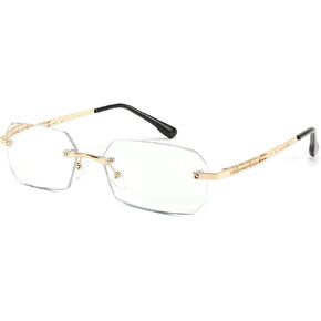 FEISEDY Fashion Rimless Reading Glasses Blue Light Blocking Metal Anti Glare Digital Eyestrain Reader B2983