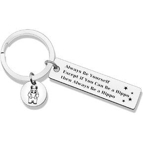 c Gifts for Women Men Hippo Keychain Gifts for Hippo Keychain Motivational Quote Keychain