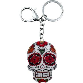 Sugar Skull Keychain with Clip