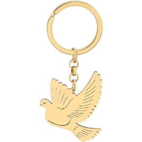 Cute Pigeon Keychain Stainless Steel Birds Decorations Car Key Handbag Keyring Gifts for Women Girls Spring Charms