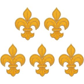 Pack 5 Gold Fleur de Lis Iron on Patch Dog Patch Boy Scout Girl Scout Patch