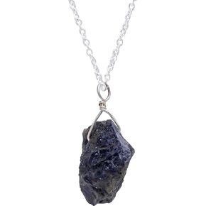 Gemstone Raw Pendant Rough Handmade Necklace Healing Stone Natural Chakra Crystal Silver Plated Chain 18 inch Gift for Mom Jewelry Birthday, Anniversary,