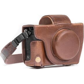 MegaGear Ever Ready Camera Case, Bag for Canon PowerShot G5 X G5X Digital Camera (Light Brown, PU Leather) (MG689)