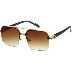 Retro 70s Rimless Square Sunglasses for Women Men Fashon Glasses
