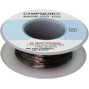 Chip Quik RASW.020 1OZ Solder Wire 63/37 Tin/Lead Rosin Activated .020 1oz