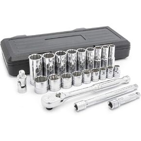 GEARWRENCH 22 Pc. 3/8" Drive 12 Pt. Standard & Deep Mechanics Tool Set, SAE - 80691