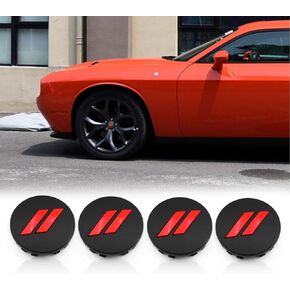 4 Pieces 2.5" 64mm Black Red // Car ABS Custom Hub Center Caps Cover for Charger Challenger with 20" Wheels 6CZ27DX8AA