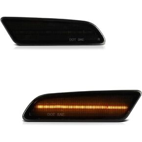 VIPMOTOZ Full LED Strip Side Marker Lights Fender Parking Lamps Compatible With 2020-2023 Hyundai Sonata Chrome Housing Smoke Tinted Lens Left Driver & Right Passenger Side Pair Set