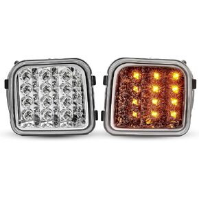 KUAFU LED Turn Signal Light Compatible with 2006-2010 Hummer H3 H3T Signal Lamp Left & Right Replacement for HU2530100 HU2531100 15139187 15139188 Plastic Clear Lens