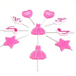 10 Count Special Cake Candles Topper with Holder for Wedding Party Birthday Valentine's Day Cake Decoration, Wish Gift for Kid and Adult (Pink Music Dance Girl)