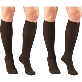 Truform Women's Fit Compression Socks, Rib Knit Pattern, 15-20 mmHg, White, Small (Pack of 2)