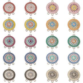 KISSITTY 24Pcs Enamel Alloy Chandelier Component Links Triangle Teardrop Flat Round Connector Charms Bohemian Earring Charms for DIY Earring Necklace Jewelry Making Crafts