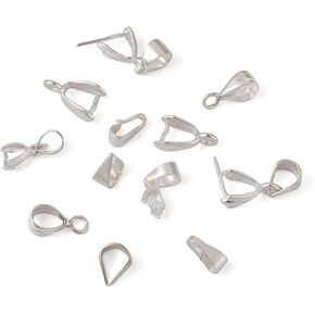 Cheriswelry 12Pcs/Box Pendant Bails Jewelry Making Kit with 925 Sterling Silver Snap on Bails Ice Pick Pinch Bails Clasp Dangle Charm Pendant Connector Bails 4-12mm for Jewelry Making in Saudi Arabia
