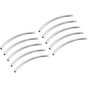 uxcell Brass Curved Tube Beads, 2mm x 35mm Glossy Noodles Spacer Bead 1.5mm Inner Dia for DIY Jewelry Making Crafts Projects, Silver Tone 150Pcs