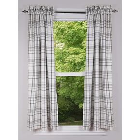 Crawford Gray and Buttermilk 72 inches x63 inches Cotton Curtain Panels by Primitive Home Decors, Grey