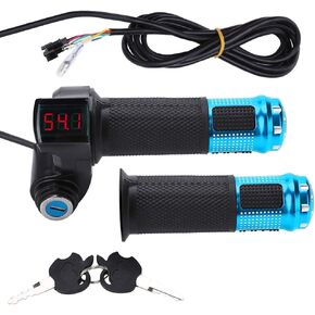 VGEBY Bike Throttle Grip Electric Scooter Battery Voltage with LED Display and Power Key Locker Accelerator (Color : Bule) Twist Throttle Ebike E Bike Throttle