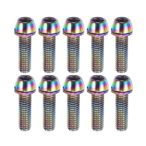 Tapered Bolts Screws for MTB Bike Bicycle Stem Durable M6x20mm Socket Head Cap Bolts Screws Nuts Steel Assorted Color (Set of 10)