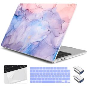 Case for M3 MacBook Pro 14 inch 2023 2021 Released A2918 A2992/ M2 A2779/ M1 A2442 Pro/Max, Hard Shell Case with Keyboard Cover & Trackpad Film & 2 OTG Adapters, Galaxy Sky