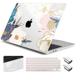 حافظة لجهاز M3 MacBook Pro 14 بوصة 2023 2021 إصدار A2918 A2992/ M2 A2779/ M1 A2442 Pro/Max، حافظة صلبة مع غطاء لوحة مفاتيح وطبقة لوحة التتبع ومحولين OTG، Galaxy Sky